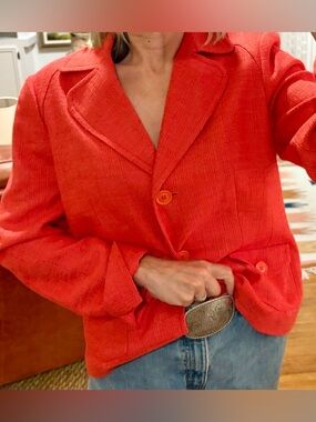 Talbots Red Soft Tweed Suit Jacke